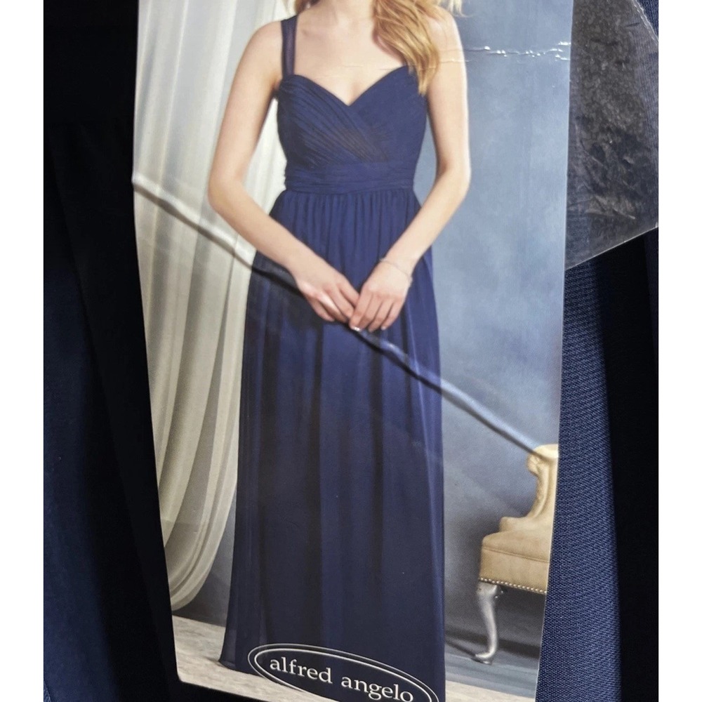 Alfred Angelo 12 Chiffon‎ Floor Length Navy A Line Formal Bridesmaid Mother Gown